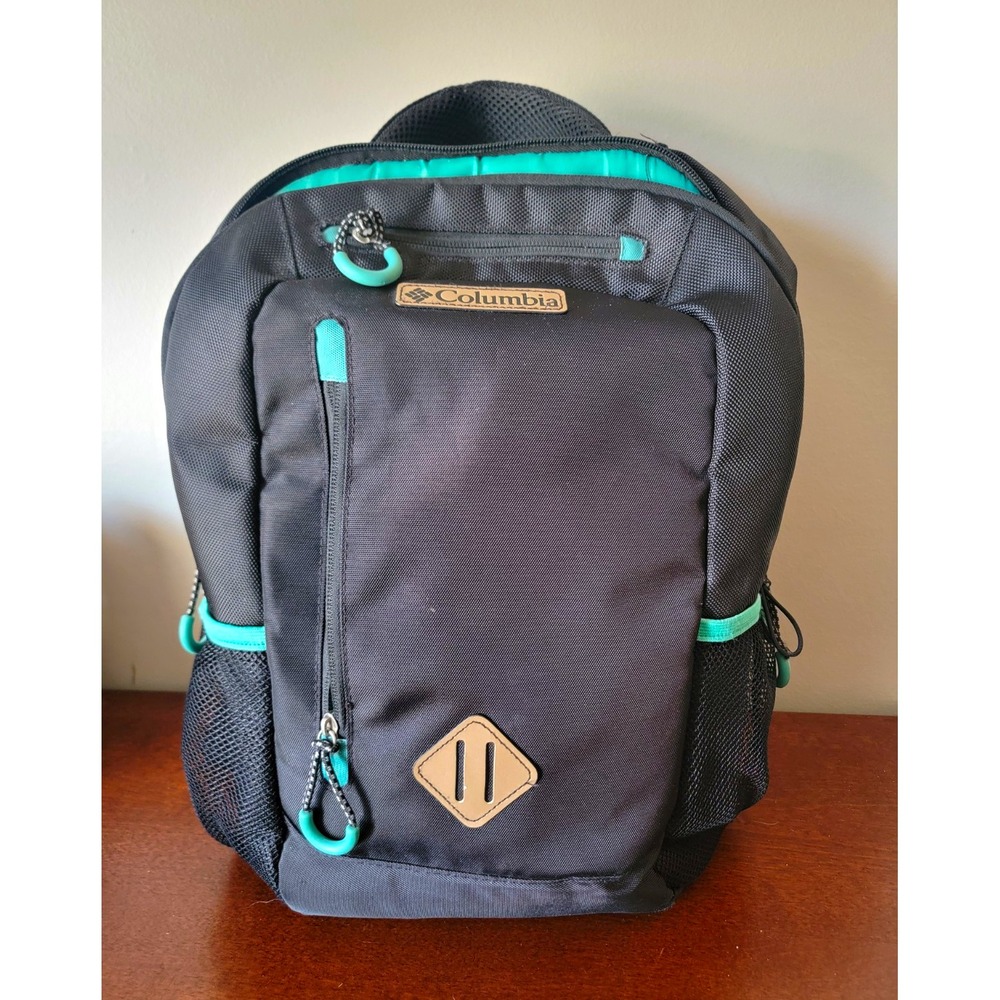 Columbia Carson Pass Backpack Diaper Bag Black Teal External Pockets Hiking